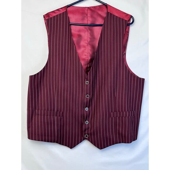 Vinci Men's Size 48L/43L Red/White 3 Piece Suit Vest, Jacket, and Pants - Picture 6 of 16